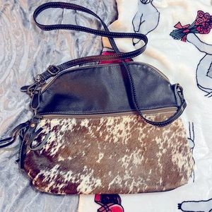 Myra Bag- Black and cowhide dome style crossbody
